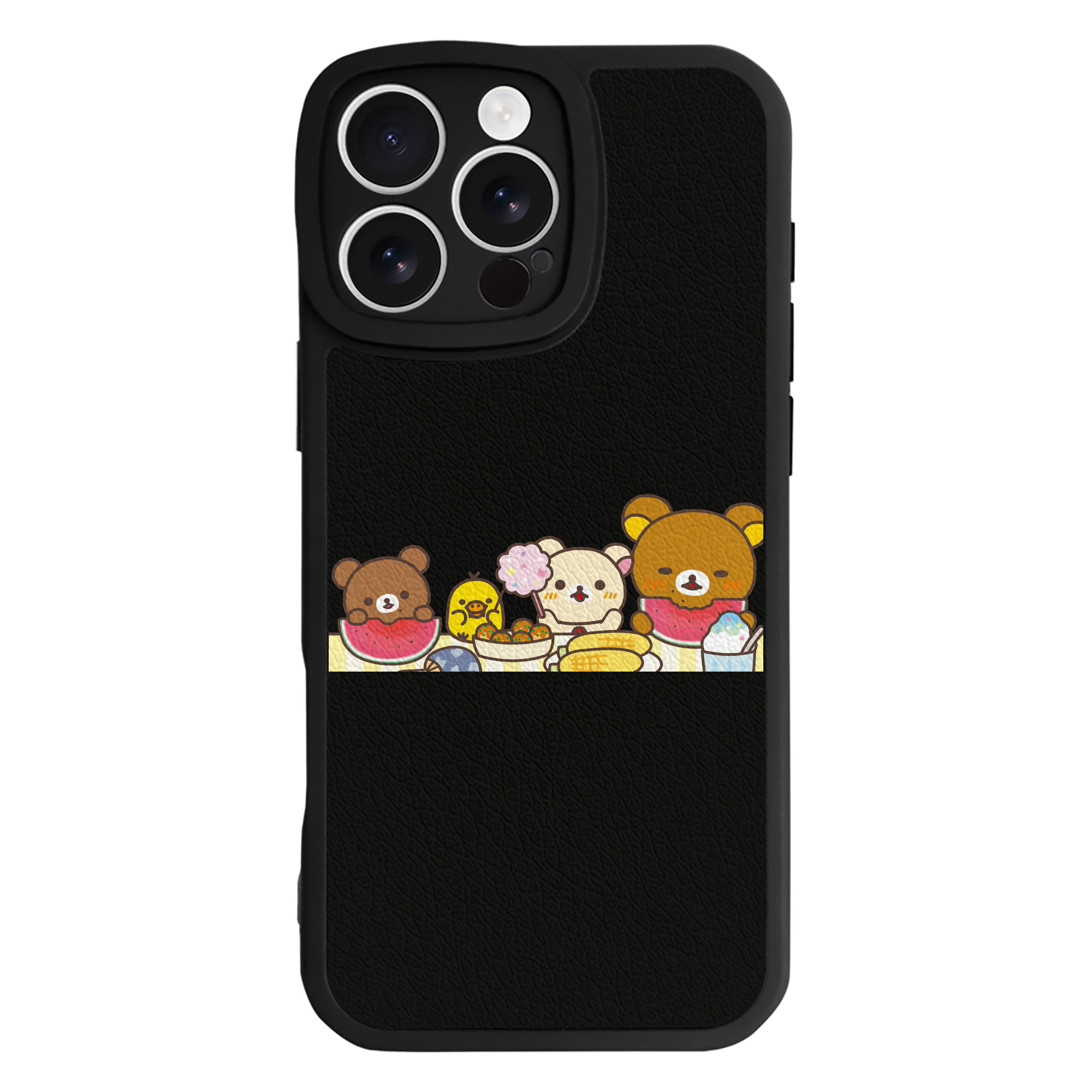 （画像用） リラックマ リラックマ キイロイトリ Rilakkuma Korilakkuma Kiiroitori 【iPhone 16シリーズ対応】シリコンスマホケース（レザー調） 材質：シリコン